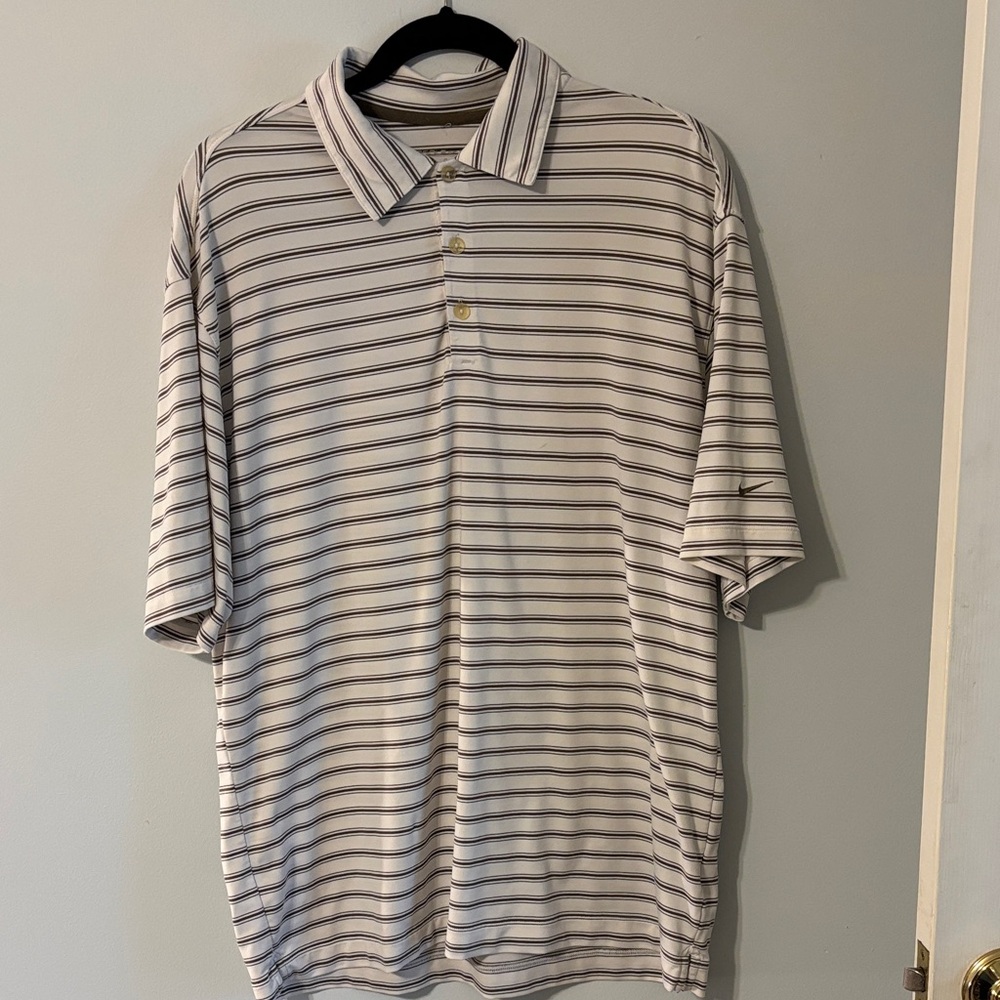 Nike Golf Striped Polo Shirt in Gray and White